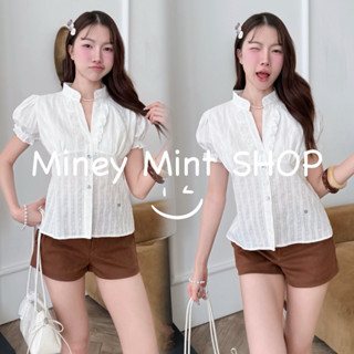 miniminey🌸เสื้อแขนตุ๊กตาคอวี กระดุมเปลือกหอย กระดุมเล่นดีเทล…