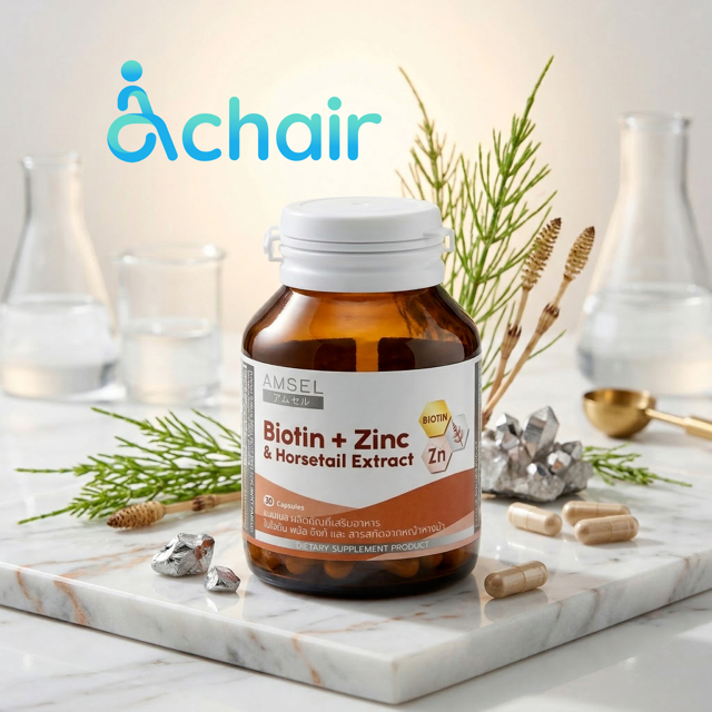 AMSEL ไบโอติน Biotin + Zinc & Horsetail Extract (30 capsules)