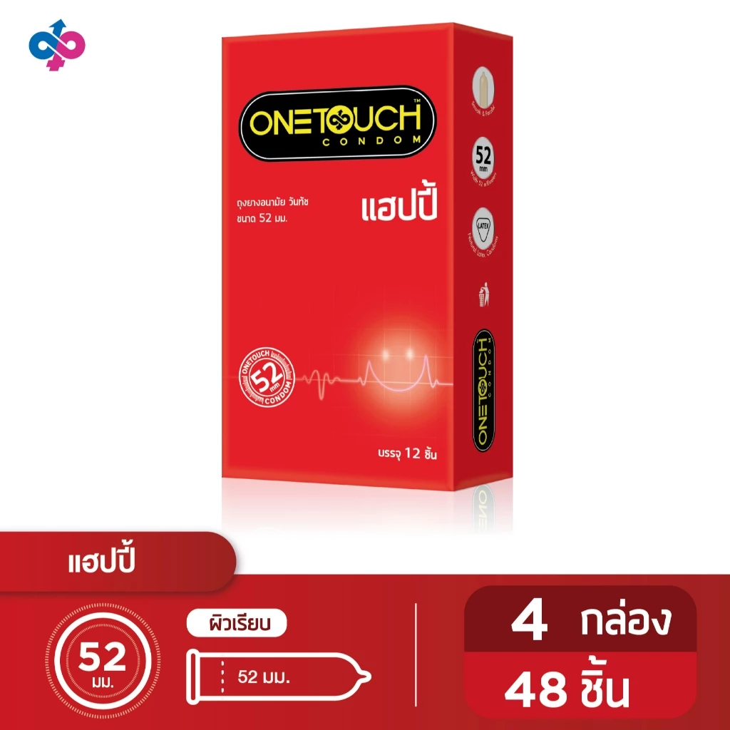Onetouch ถุงยางอนามัย ขนาด 52 mm. รุ่น Happy Family Pack 4 กล่อง 48 ชิ้น