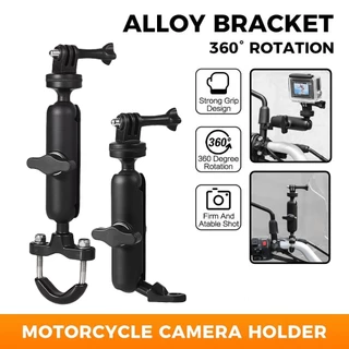 แท่นยึดกล้อง Action Camera สำหรับมอเตอร์ไซค์ | หัวบอลคู่หมุนได้ 360° (สำหรับติดแฮนด์บาร์และกระจกมองข้าง)