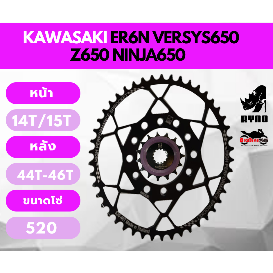 ชุดสเตอร์ KAWASAKI ER6 VERSYS650 NINJA650 Z650 ยี่ห้อ RYNO และ JOMTHAI ดีไซร์สวยงาม ราคาประหยัด