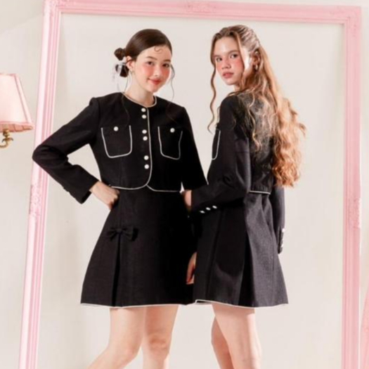 La Mignonne (XS-4XL) Isabella Mia Set ชุดเซ็ทใส่ทำงาน งานเซ็ตเดรสและเสื้อคลุมสุดปัง กระเป๋าและกระดุมที่เสื้อคลุมใช้งานได