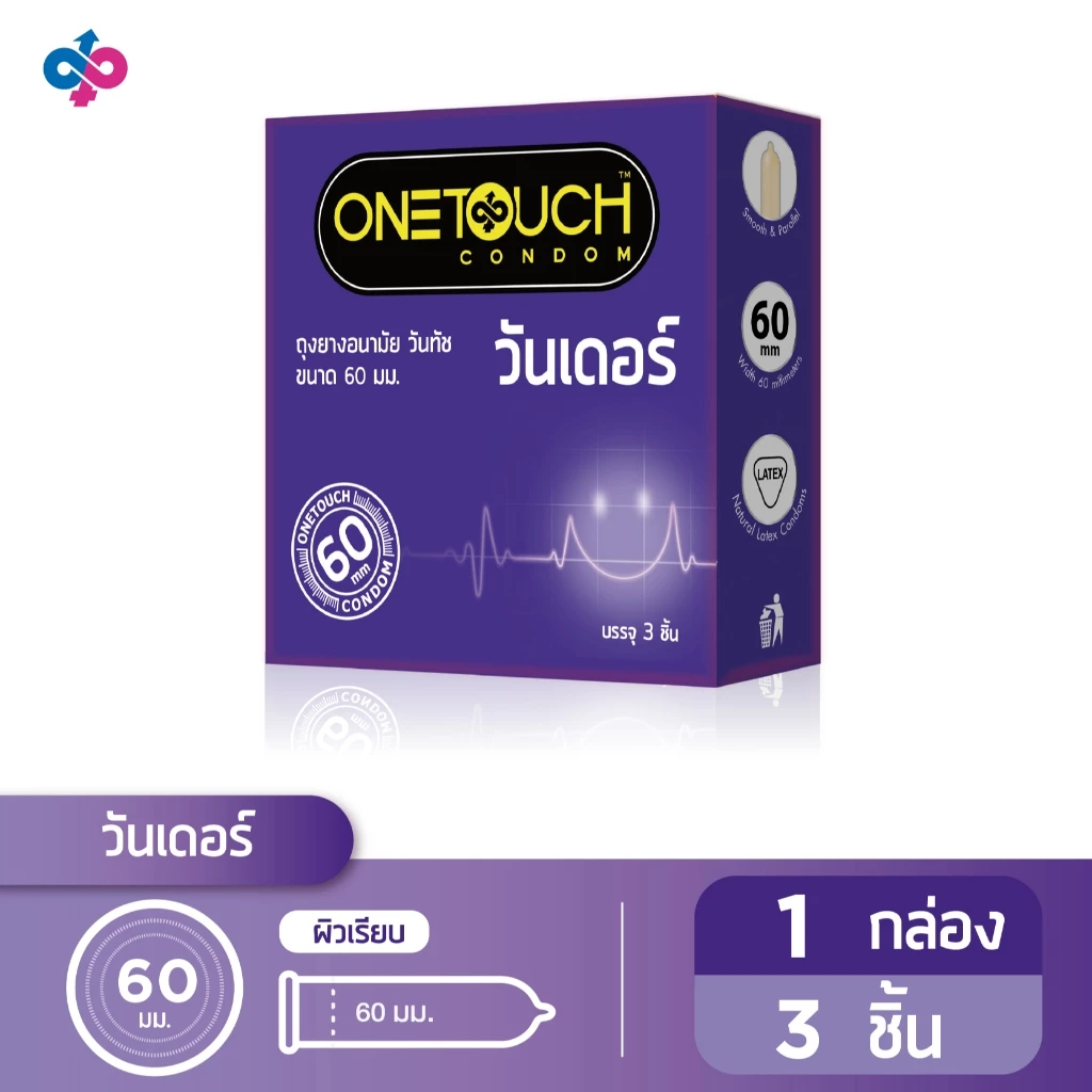 Onetouch ถุงยางอนามัย ขนาด 60 mm. รุ่น วันเดอร์ จำนวน 1 กล่อง 3 ชิ้น