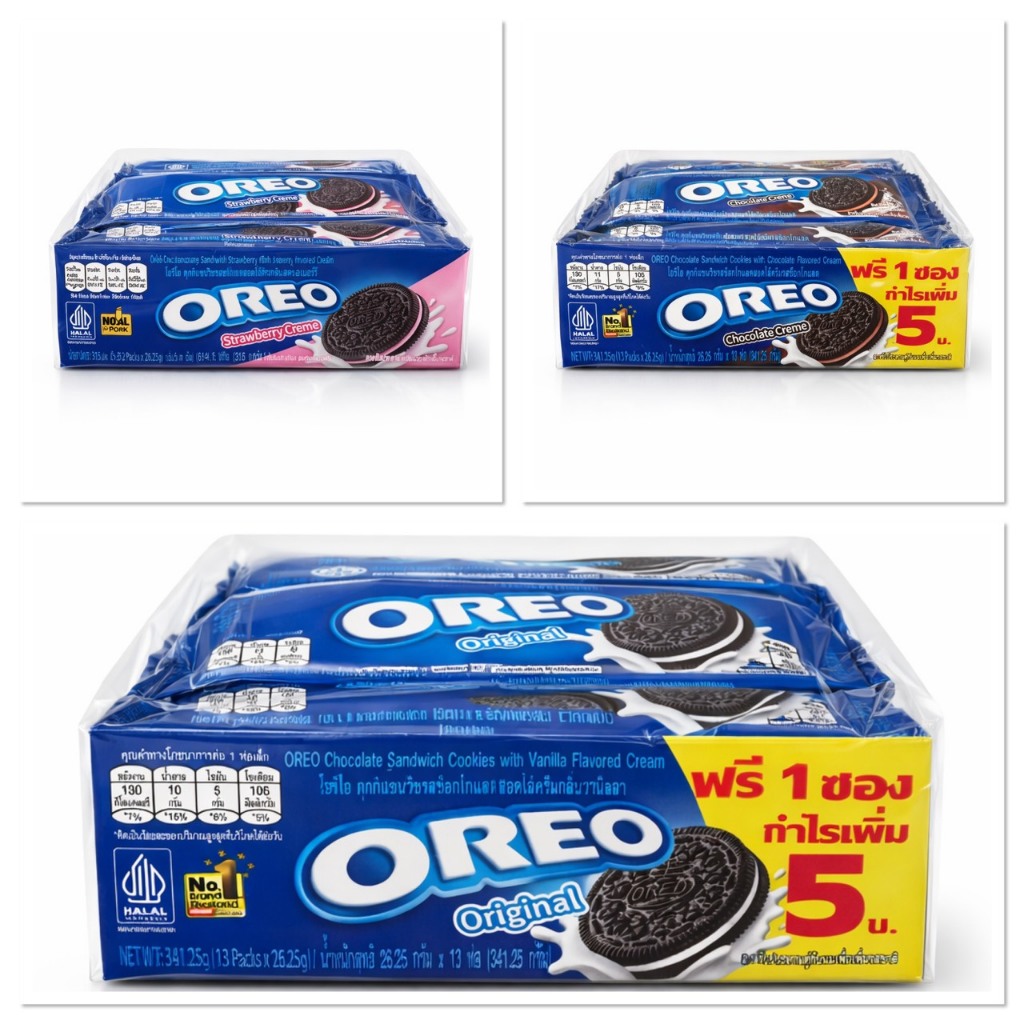 [1แพ็ค12ห่อ] Oreo โอรีโอ้ คุกกี้แซนวิช รสช็อกโกแลตสอดไส้ ขนาด 315กรัม