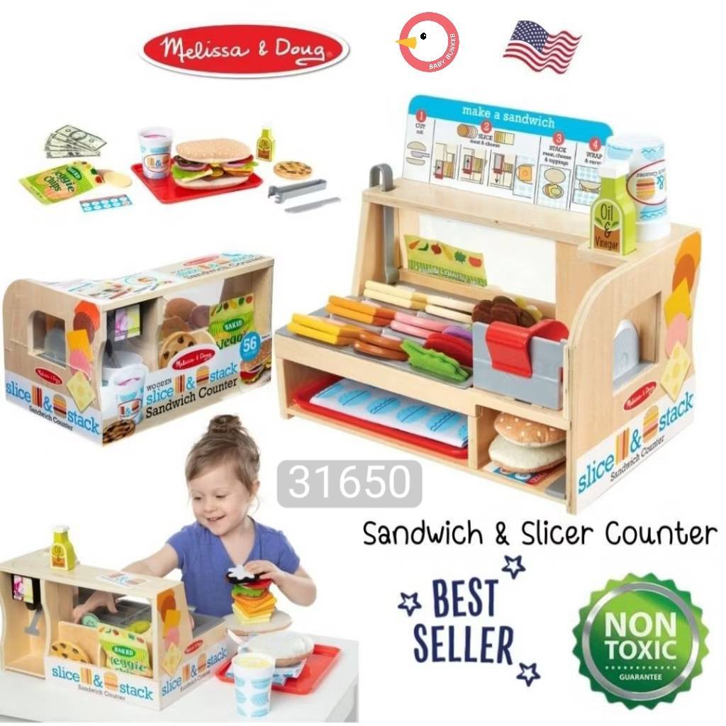 Melissa & Doug Slice & Stack Sandwich Counter เคาน์เตอร์แซนวิช มีเวลโคล่ อุปกรณ์เยอะ – รุ่น 31650