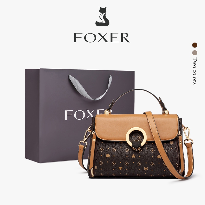 FOXER กระเป๋าถือพิมพ์ลายสุดหรู กระเป๋าสะพายข้างสุดประณีต ของขวัญวันเกิด ของขวัญปีใหม่
