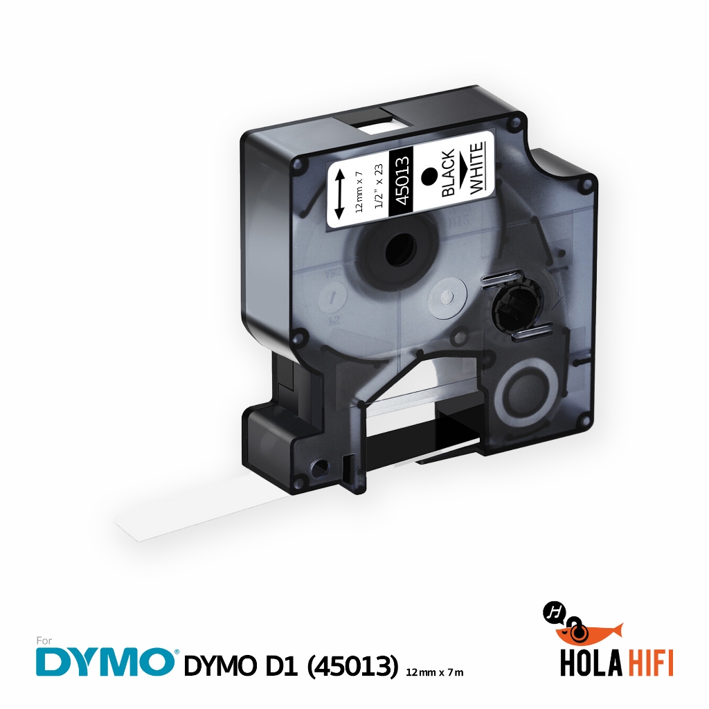 เทปฉลากสำหรับ DYMO D1 (45013)  Label Tape พิมพ์สีดำบนตลับเทปสีขาว ขนาด 12mm x 7m