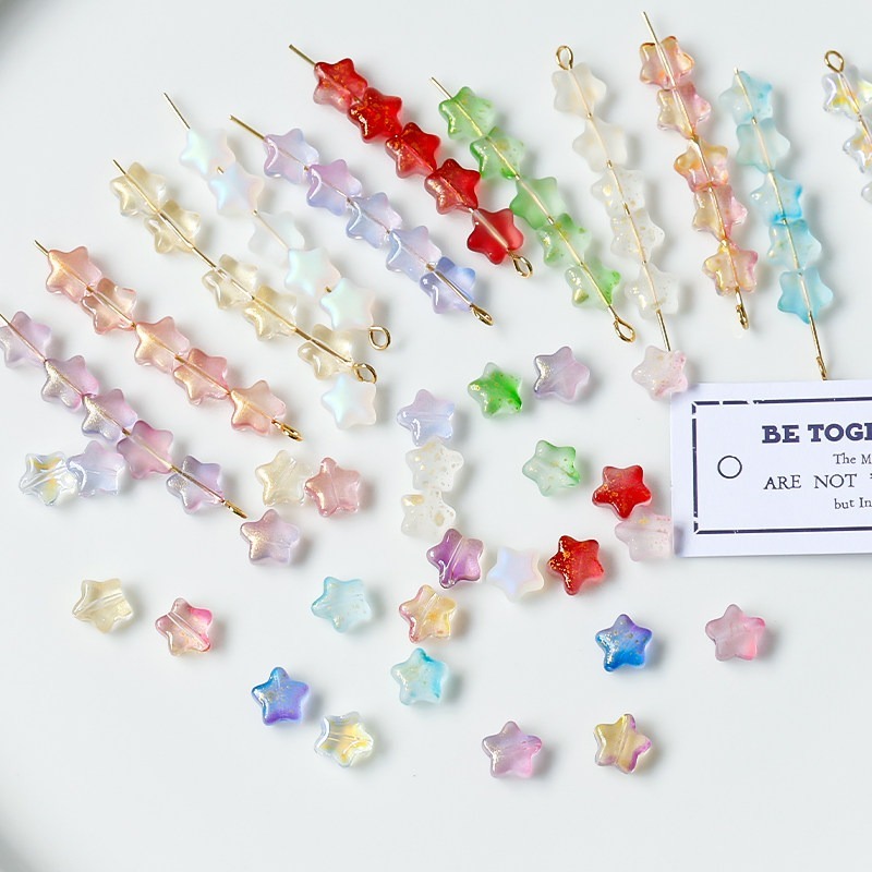 10pcs glass pentagonal star glass beads - DIY handmade earrings accessory - handmade stringing beads