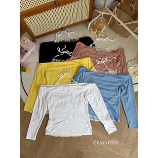 LindaaPlus-- เสื้อปาดไหล่ลูกไม้คล้องคอสาวอวบอ้วน 𓂃 𓈒𓏸‪‪ ดีเทลแต่งเชือกลูกไม้ผูกคล้องคอ พร้อมแต่งชายลูกไม้เฉียงน่ารักมาก