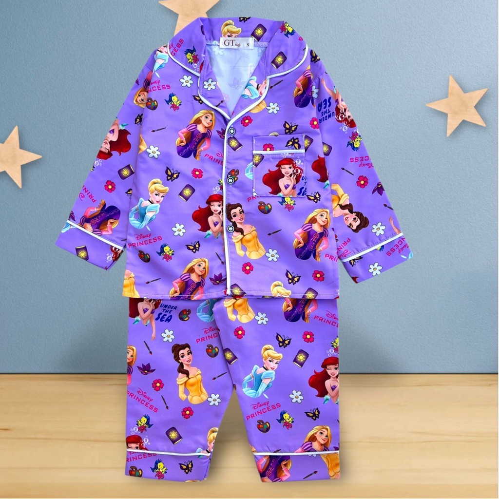 ชุดนอนเด็กไหมอิตาลีผสมคอตตอนเนื้อดี แขนยาวขายาว