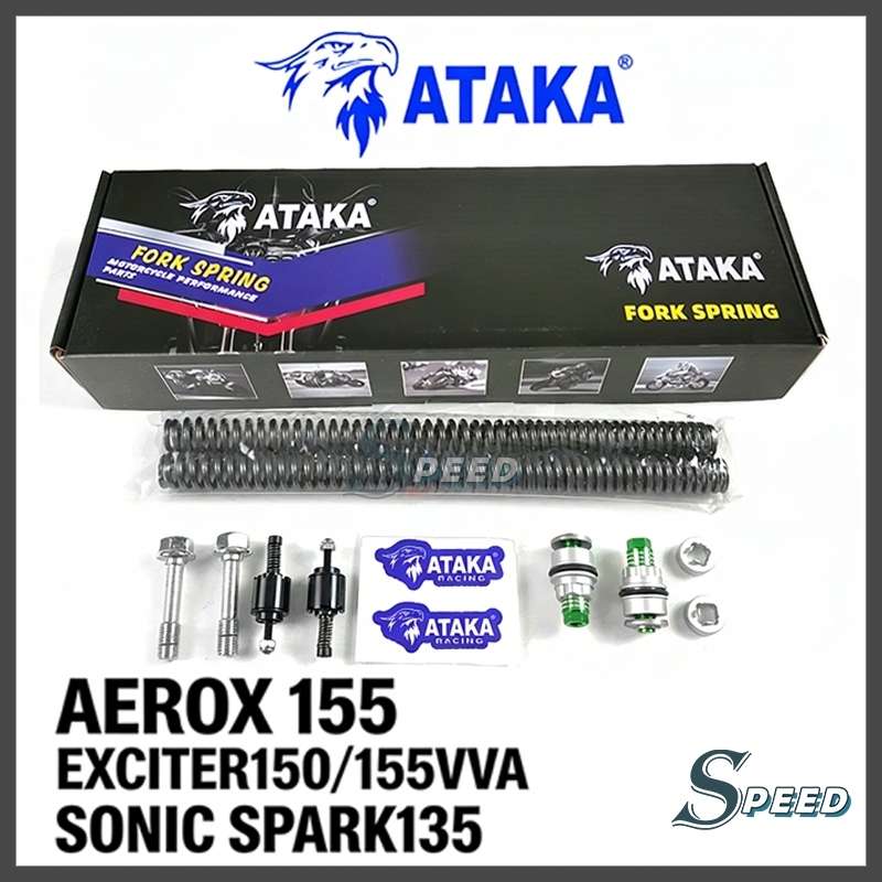 ATAKA สปริงโช๊คหน้าปรับได้ ชุดอัพเกรดโช้คหน้า สำหรับSPARK135 X1R EXCITER150 EXCITER155VVA AEROX FROK