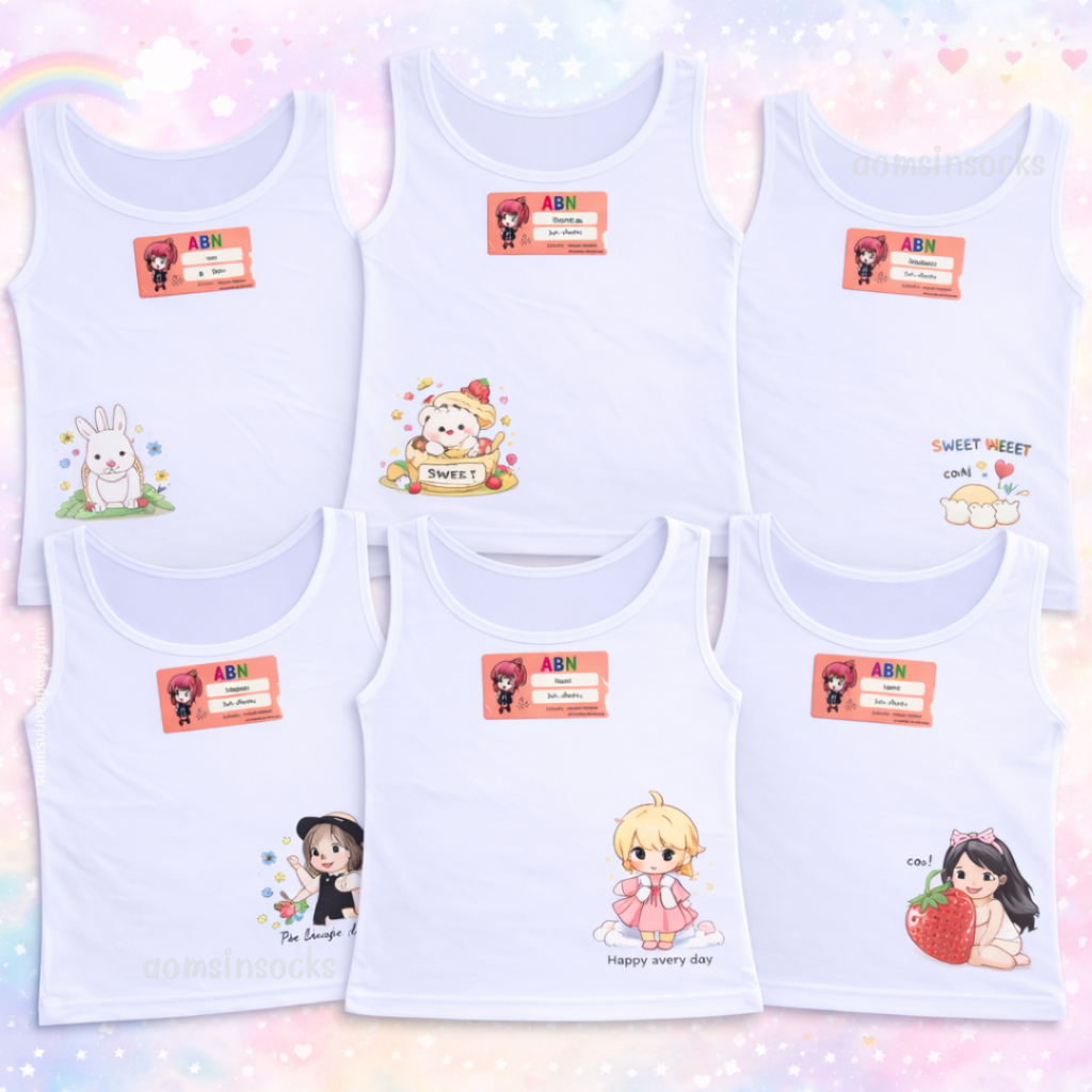 เสื้อกล้ามเด็กผู้หญิงสีขาว ผ้าเนื้อนิ่ม เนื้อบาง ซับเหงื่อ ระบายอากาศได้ดีราคาต่อ 1 ตัว ออกบิลได้ทักแชทหลังสั่งซื้อทันที