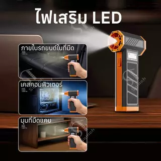 Sqinch พัดลมเทอร์โบเจ็ท 130000Rpm พัดลมพกพา เครื่องเป่าลมไร้สาย มอเตอร์ไร้แปรงถ่าน พัดลมท่อมือถือ ให้แสงสว่าง+ดูดฝุ่นได้