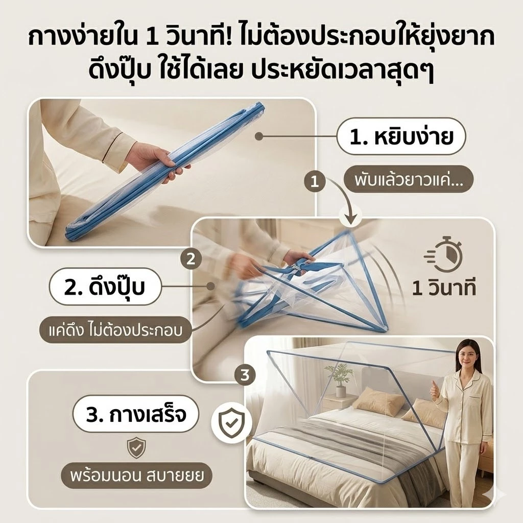 Sunfay มุ้งพับกันยุง 2/3/3.5/4/5/6 ฟุต thumbnail 5