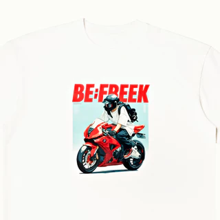 BE;FREEK x HATEBERRY GO GO! BIKER WHITE ORIGINAL T-SHIRT LIMITED
