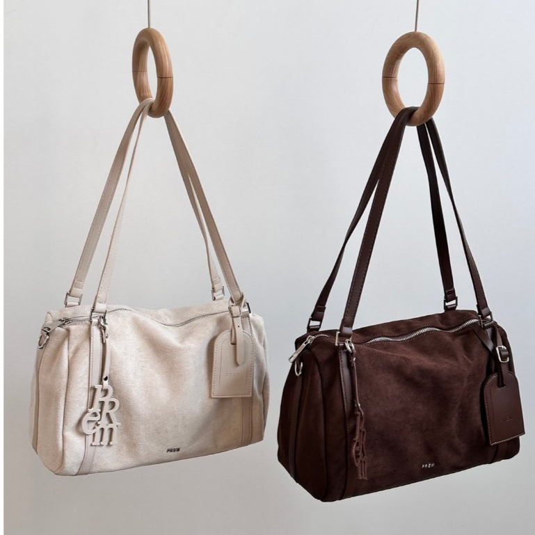 PREM กระเป๋า โรจา  (PU SUEDE) สำหรับสะพายไหล่ +แถม bag charm "Prem #938