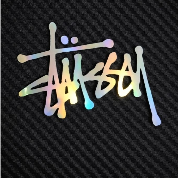 สติ๊กเกอร์ Stussy Hologram ลายเซ็น | สติ๊กเกอร์โฮโลแกรมสะท้อนแสง แต่งรถมอเตอร์ไซค์ รถยนต์ กันน้ำ ติดทน