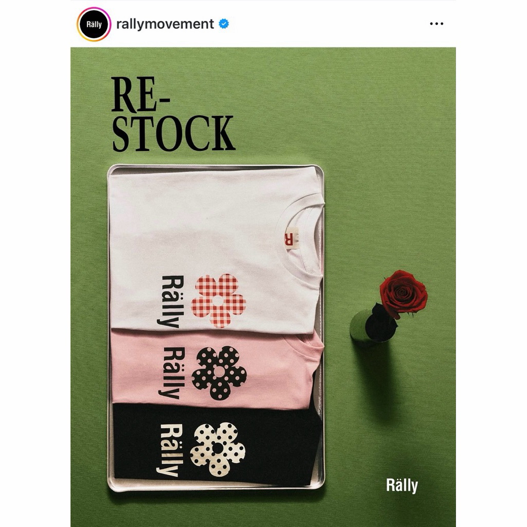 Rally Flower Tee สีดำ S มือ 1 ป้ายห้อย