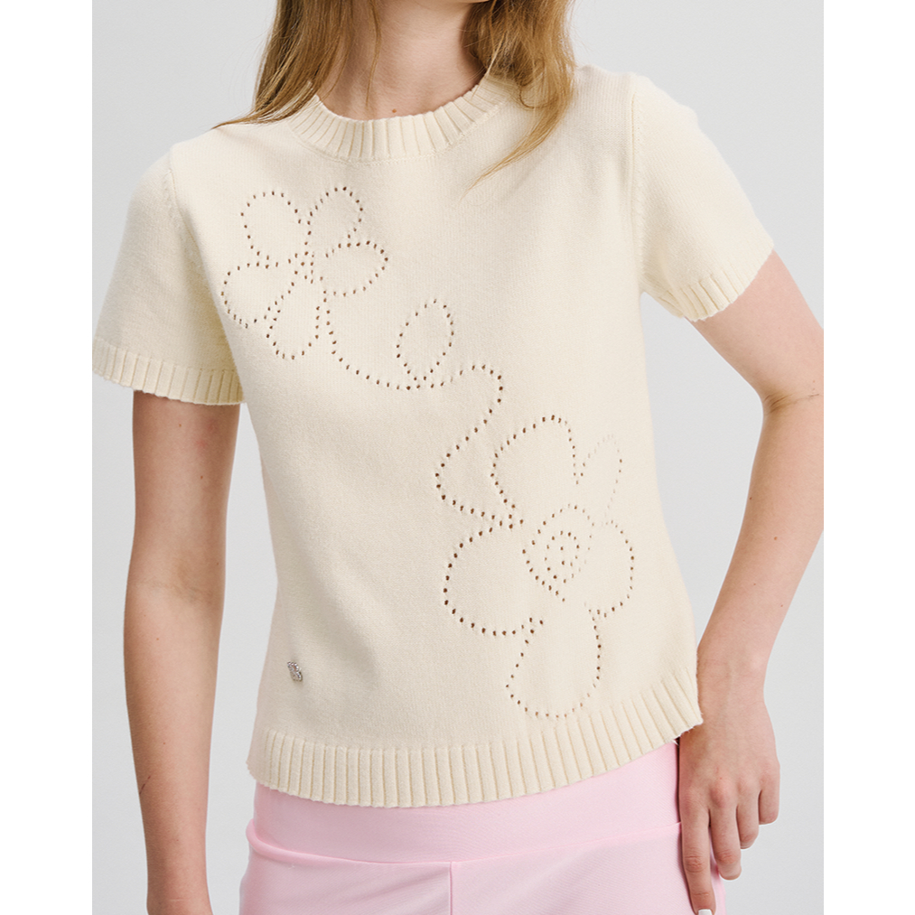 (พร้อมส่ง) BLOOM SUMMER KNIT เสื้อนิตทอลายดอกไม้ น่ารักมากๆ