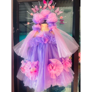 ชุดรีไซเคิลเด็กอนุบาลทำจากถุงขยะสีสัน ตกแต่งผีเสื้อ