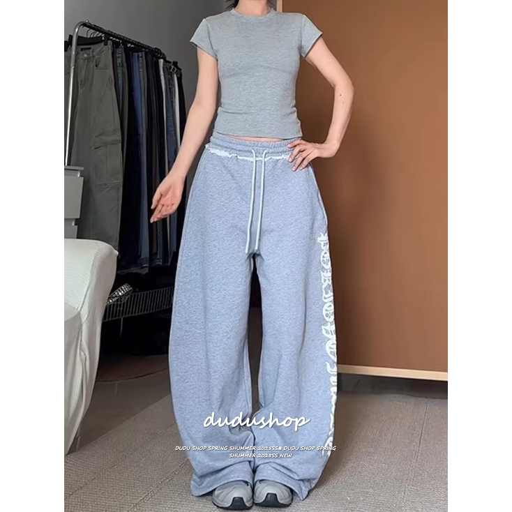 [Trendy hip-hop prints, jazz-style wide-leg pants]กางเกงกีฬาเต้นรำขากว้างพิมพ์ลายสไตล์ยุโรปและอเมริกาสำหรับผู้หญิง