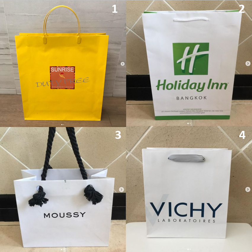 ถุงกระดาษ ถุง แบรนด์ สนามบิน Sunrise Duty Free Shanghai China , ถุงโรงแรม Holiday Inn , MOUSSY , วิช