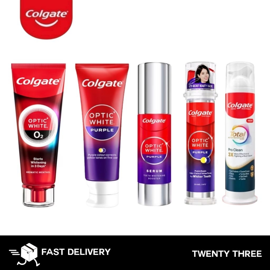 คอลเกต ยาสีฟันม่วง เซรั่มม่วง เพอร์เพิล อ๊อพติค ไวท์ โอทู เมนทอล พีช  Colgate Optic White O2 Menthol Peach Purple Serum