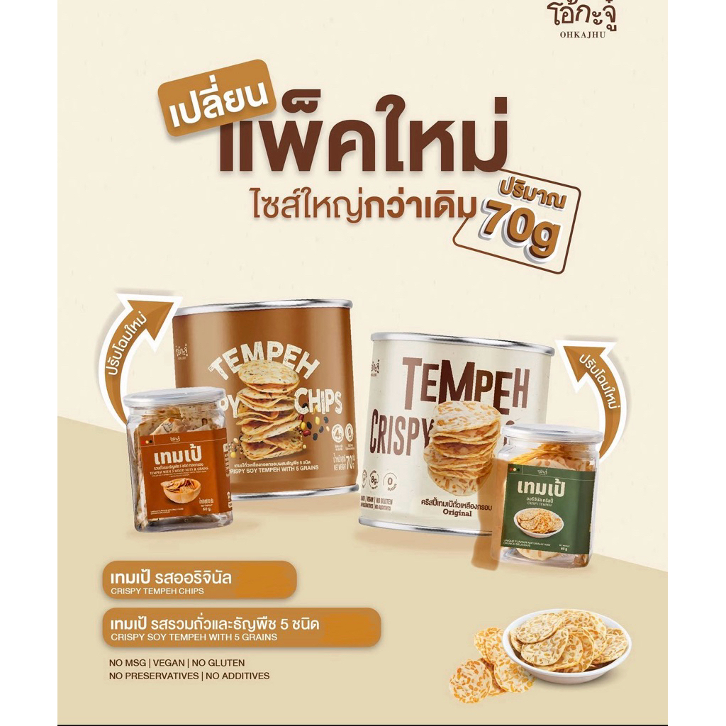 *ส่งไว*PLANT- BASED PROTEIN 87 3 ohkajhu Tempeh Chips ขนมสายเฮลท์ตี้: กินเพลินแบบไม่รู้สึกผิด ปริมาณ