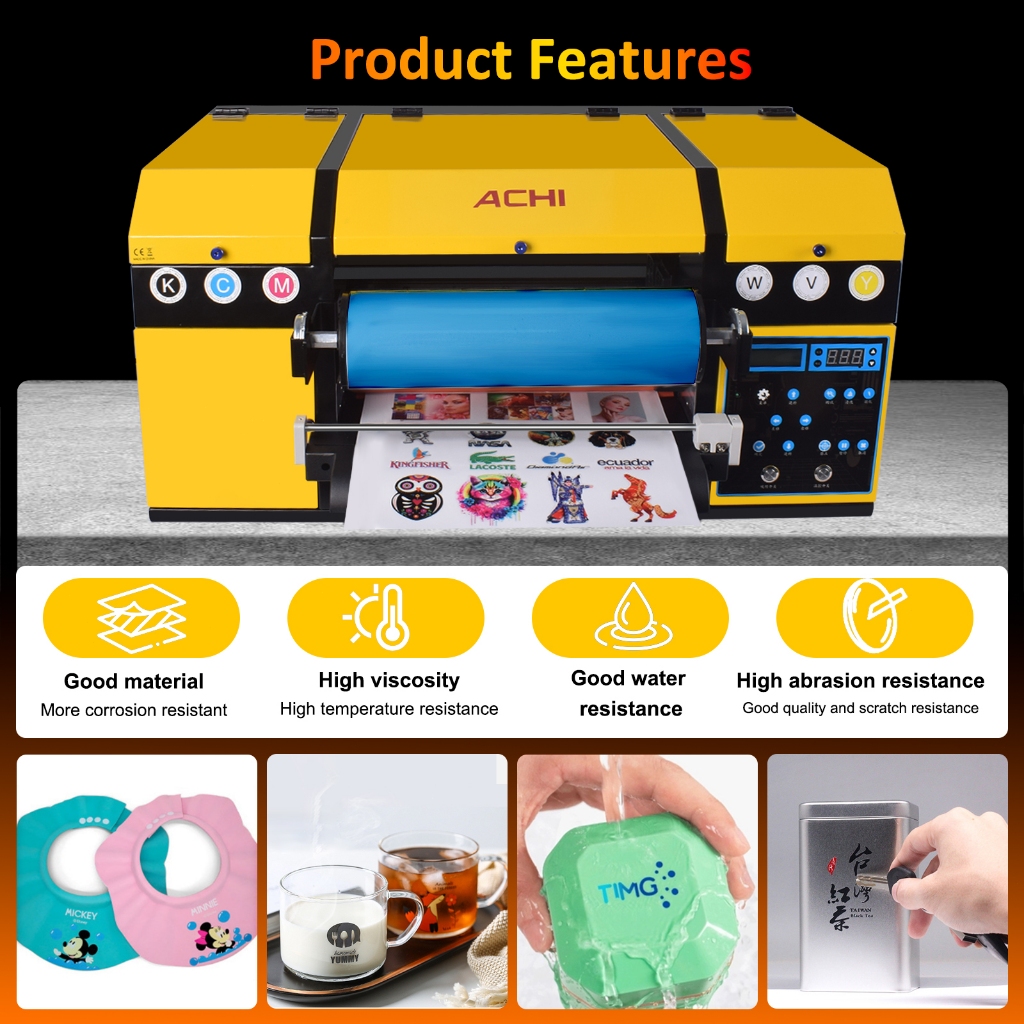 A3 UV DTF Printer Sticker Varnish Printer Double XP600 Printer Waterproof Dust-proof Emboss for Wood
