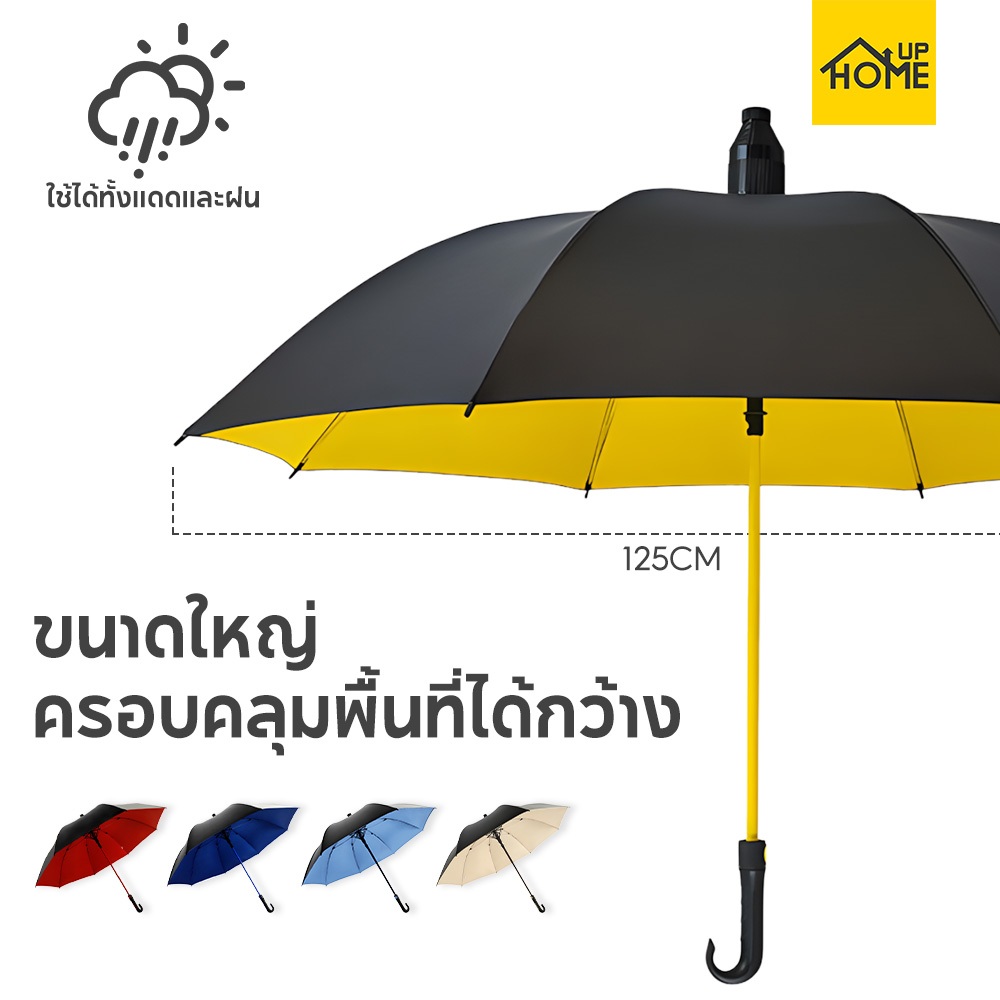 ร่มออโต้ก้านยาว ร่มมีเคสกันแดดUV ขนาดใหญ่สองชั้น 2-3คน ร่มกันฝนด้ามยาว ลายพลาง ยูวีดำ โครงแข็งแรง /HomeUP