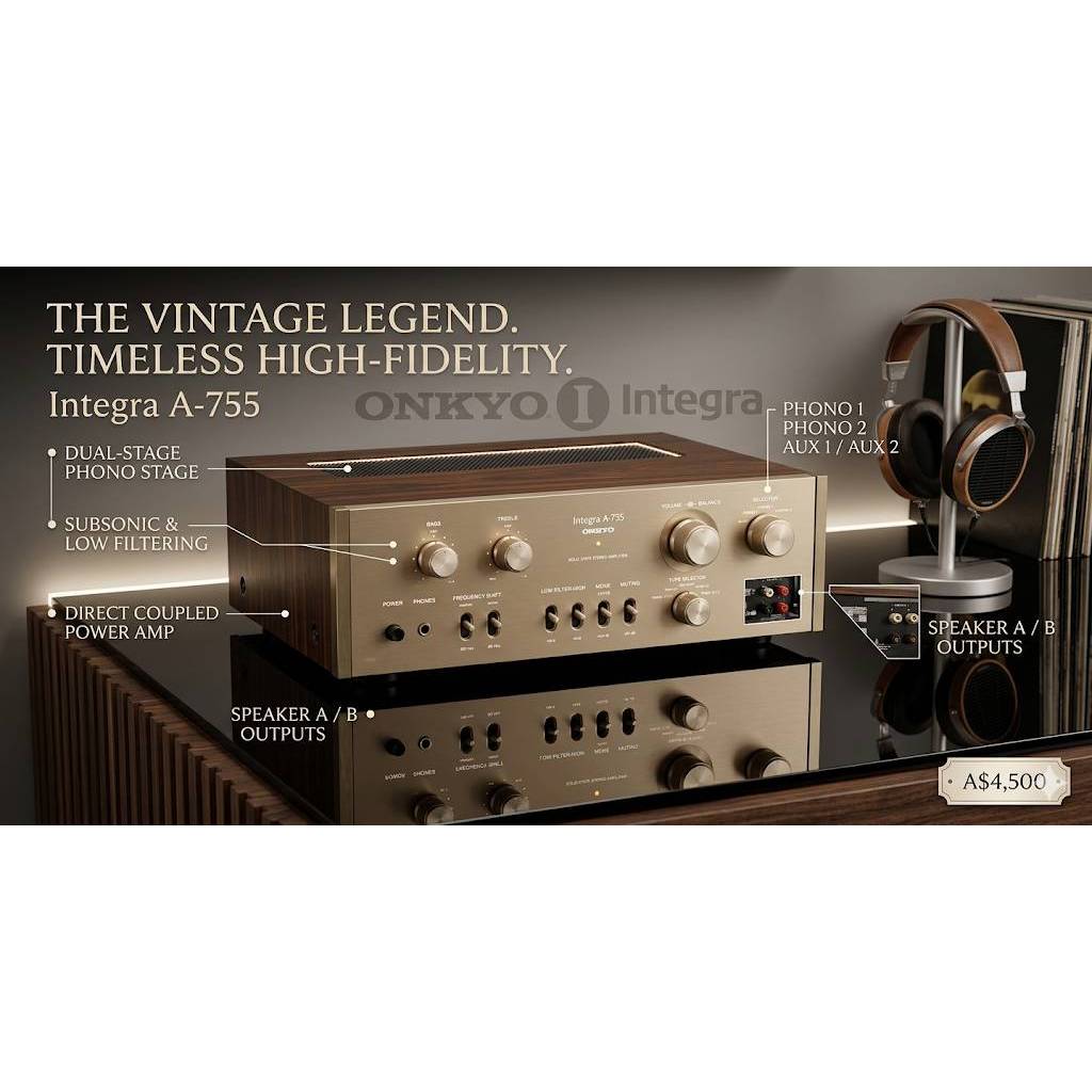 อินทิเกรตแอมป์ ONKYO Integra A-755 ขับด้วยทรานซิสเตอร์จานบิน เสียงฉ่ำ ใสๆ ดนตรีเพราะ ร้องหวานอิ่ม (I