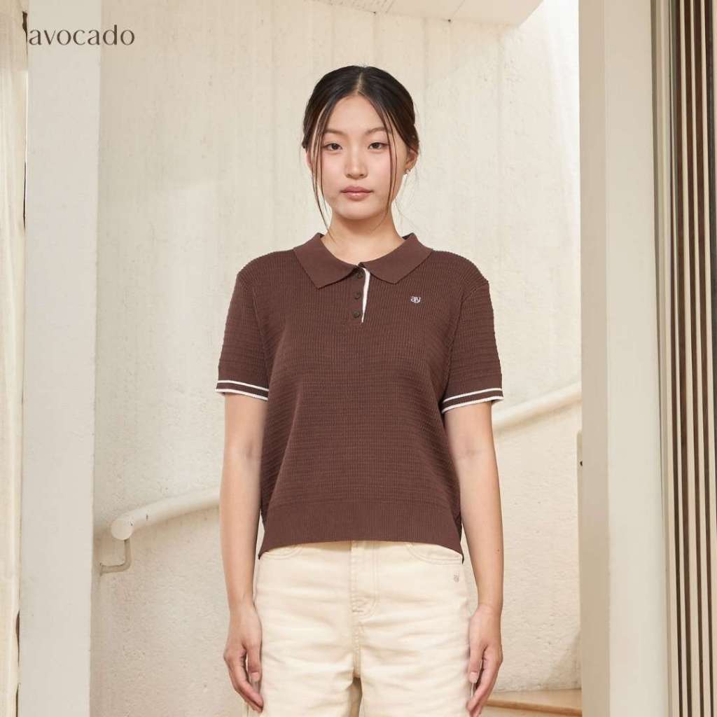 avocado - Churro Knit Polo เสื้อโปโลไหมพรม ยืดได้เยอะ ไม่ต้องรีด I อกได้ถึง 46"