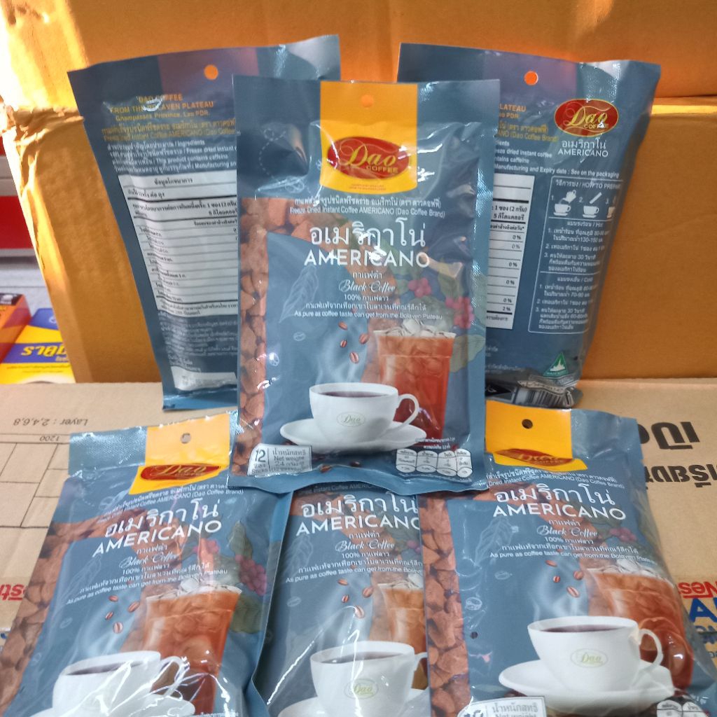 อเมริกาโน่ black coffee dao coffee 12ซอง กาเเฟลาว100% สุดคุ้ม หอมเข้มข้น อร่อย