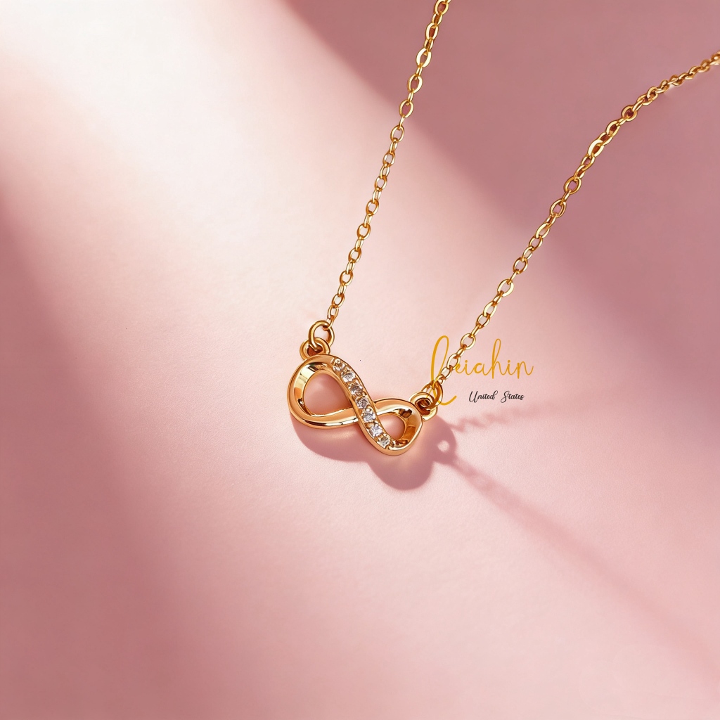 LEIAHIN Jewelry สร้อยคอแฟชั่น สร้อยคอผู้หญิง รักที่สวยตลอดกาล สร้อยคออินฟินิตี้ สีสวยทนนาน 1146n