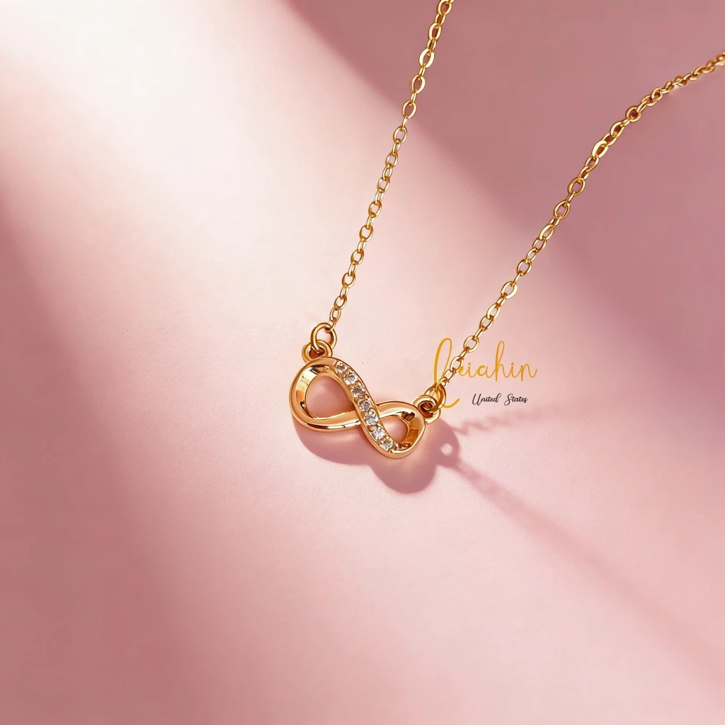 LEIAHIN Jewelry สร้อยคอแฟชั่น สร้อยคอผู้หญิง รักที่สวยตลอดกาล สร้อยคออินฟินิตี้ สีสวยทนนาน 1146n