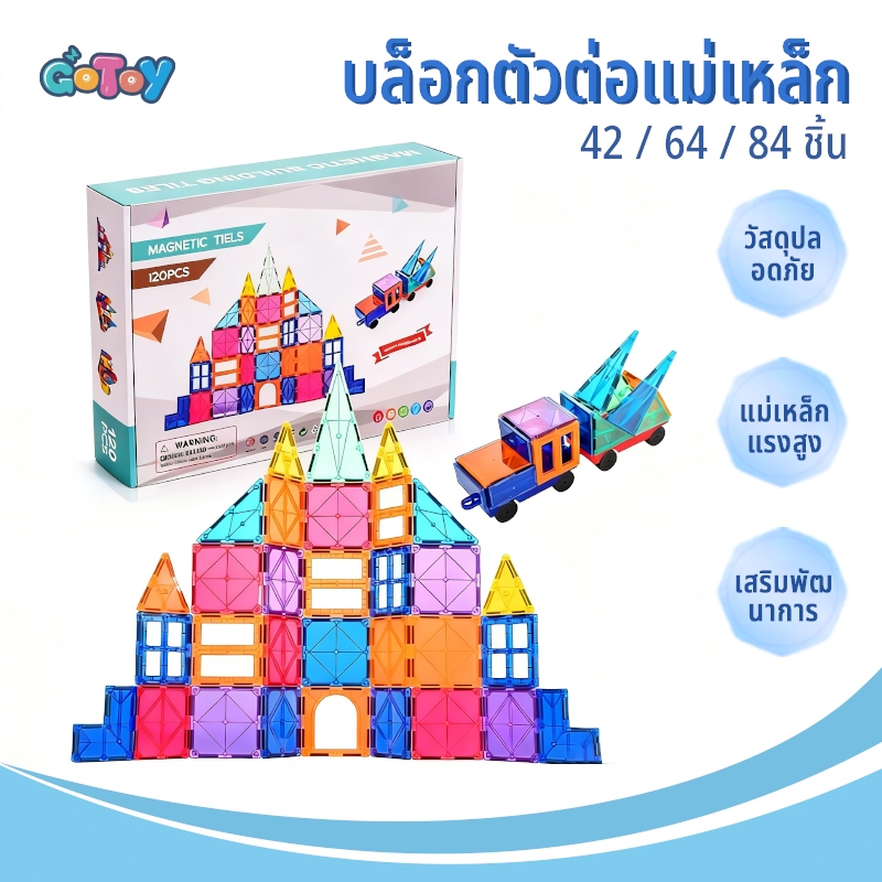 บล็อกตัวต่อแม่เหล็ก 3D บล็อกอาคารแม่เหล็ก ชิ้นอาคารแม่เหล็กขนาดใหญ่สร้างจินตนาการเกมสมอง เสริมทักษะ ของเล่นเสริมพัฒนาการ