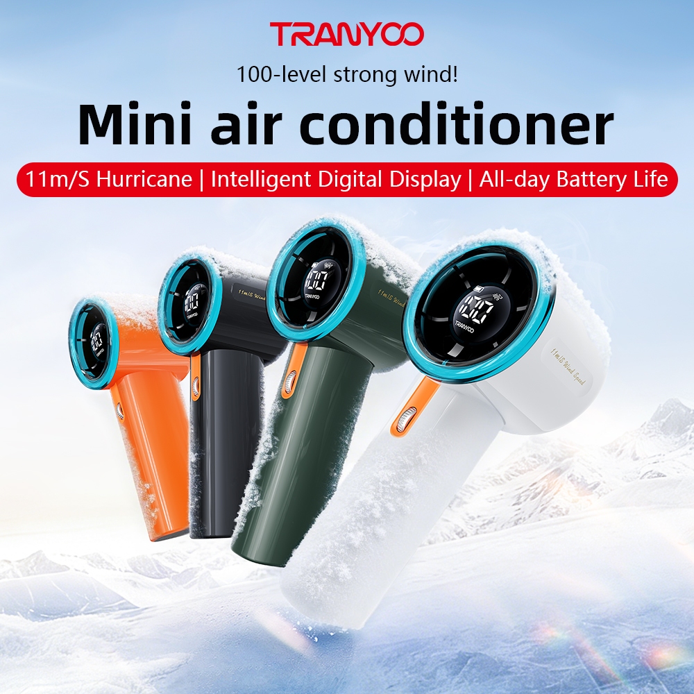 TRANYOO FF01 พัดลมขนาดเล็ก แบตเตอรี่ความจุสูง 6000mAh ปรับความเร็วลมได้ถึง100ระดับ พร้อมชิปAIระบายความร้อน แถมสายคล้องฟร