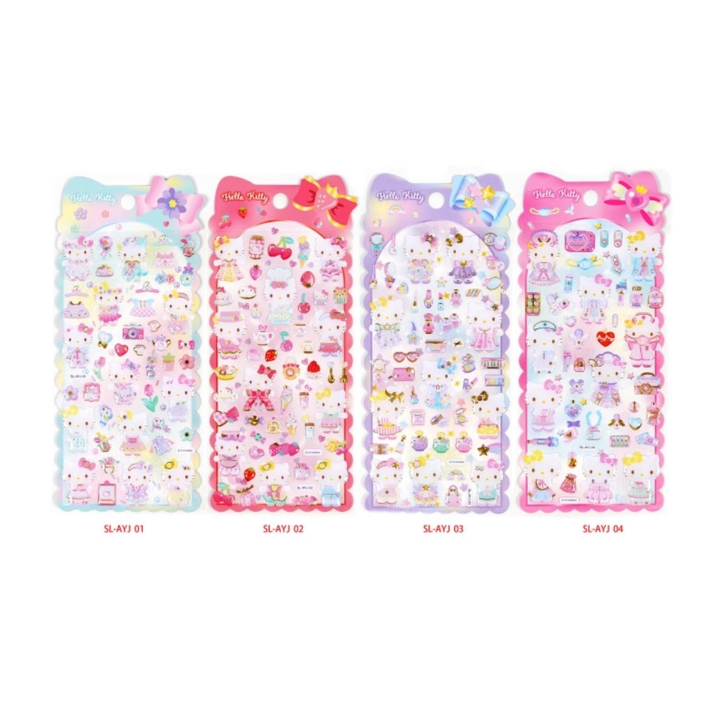 🎀 สติกเกอร์คิตตี kitty คละสุ่มลาย ✨️ สติกเกอร์เจลใส ซาน🍓ริโอ sanriio