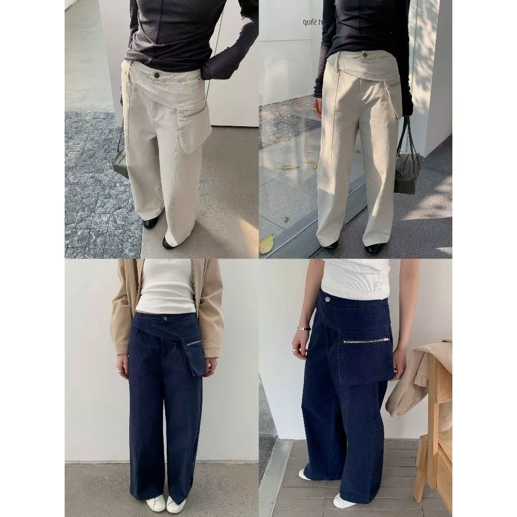 INBYIN - กางเกงขากระบอกดีเทลเข็มขัดมีกระเป๋า - BELT BAG STRAIGHT PANT I3445