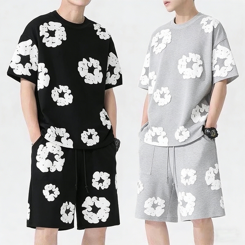 เสื้อเซ็ตผู้ชาย เสื้อผู้ชาย กางเกงขาสั้นผู้ชาย t shirt+กางเกงขาสั้น เอวยางยืด กางเกงทรง baggy สไตล์เกาหลี