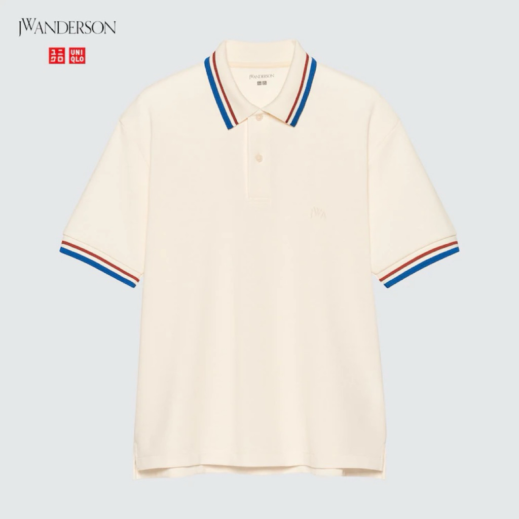 Uniqlo Men's JWA Dry Pique Patterned Polo Shirt เสื้อโปโล ผ้า dry สีครีม แท้💯 ใหม่เทียบมือ 1 ไร้ตำหน