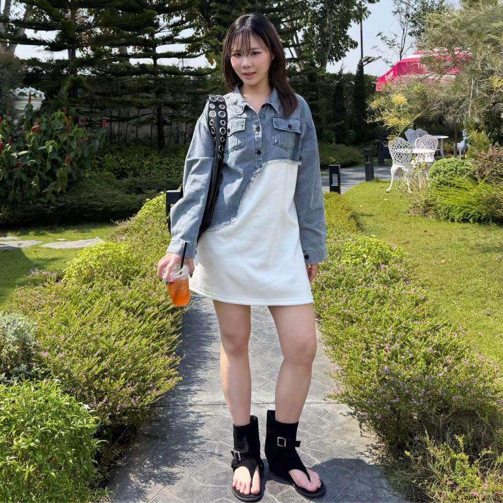 Frayed Denim Hybrid Polo Dress (เฟรย์ เดนิม ไฮบริด โปโล เดรส)