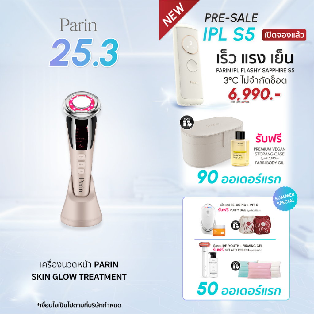 Parin เครื่องนวดหน้า Skin Glow Treatment ล้าง นวด ผลัก ยก กระชับ สลาย ในเครื่องเดียว