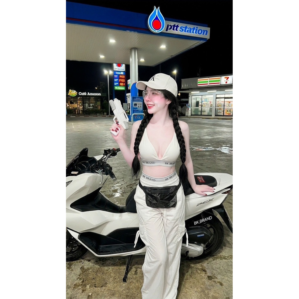 🖤เซตสงกรานต์ขายาวขอบbk brand🖤  🏷️ BK BRAND    ⭐️⭐️งาน สงกรานต์สุดแซ่บ 4 ชิ้น ได้ทั้งบราแต่งขอบกางเกง