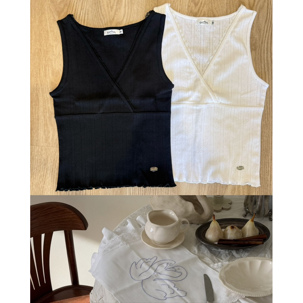 Coolkids.Coolcute | Lona Top เสื้ิอทรงเข้ารูปคอวี แต่งลูกไม้