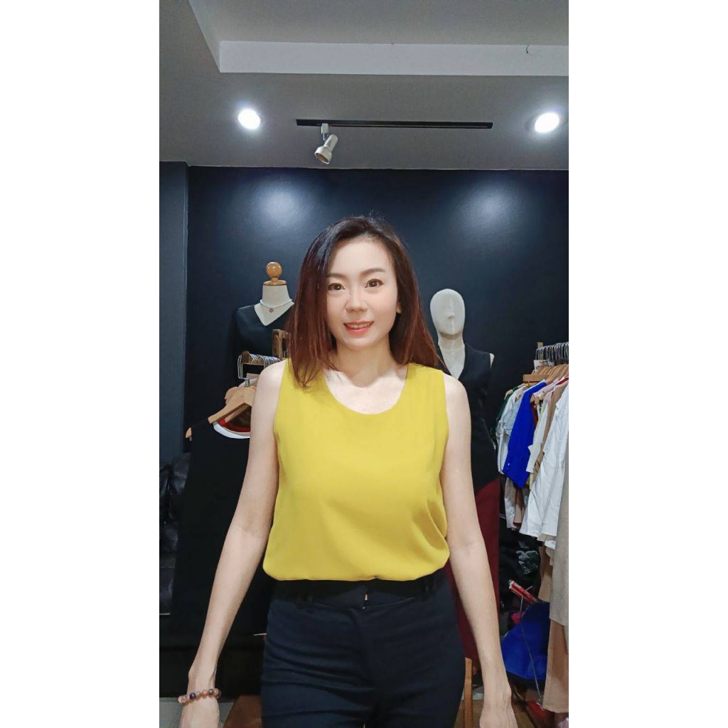 เสื้อกล้ามคอกลม ผ้าชีฟองเนื้อนิ่มๆ ใส่สบายสุดๆ มีซับเต็ม 2 ชั้น ทั้งด้านหน้าและด้านหลัง