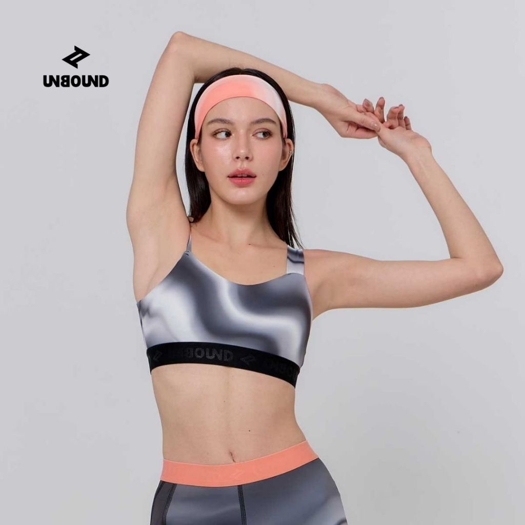 UNBOUND TIME RIPPLE SPORTS BRA >BLACK สปอร์ตบราพิมพ์ลายทั้งตัว (เฉพาะเสื้อ)