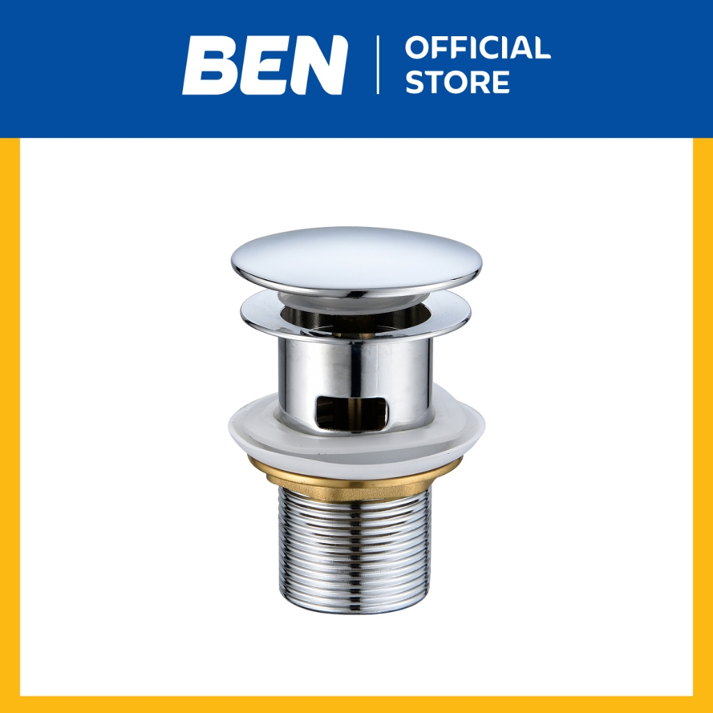 BEN K111-BG-22CH สะดืออ่างล้างหน้า POP-UP สำหรับอ่างมีรูน้ำล้น วัสดุสแตนเลส304 สีโครเมียมเงา