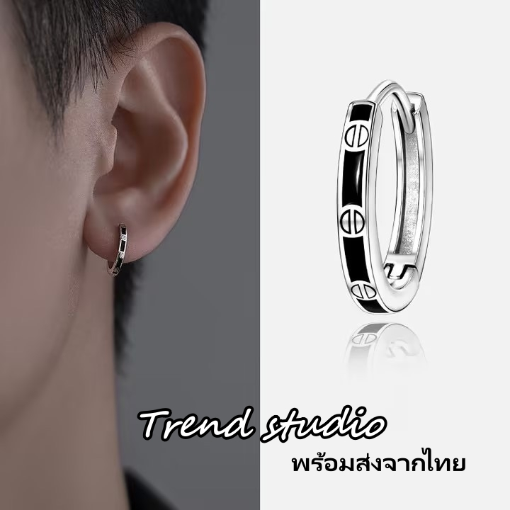 ต่างหูสไตล์เรียบง่าย ต่างหูสีดำและขาวแบบตัดกันอย่างมีสไตล์ ต่างหูสไตล์เฉพาะกลุ่มและทันสมัย