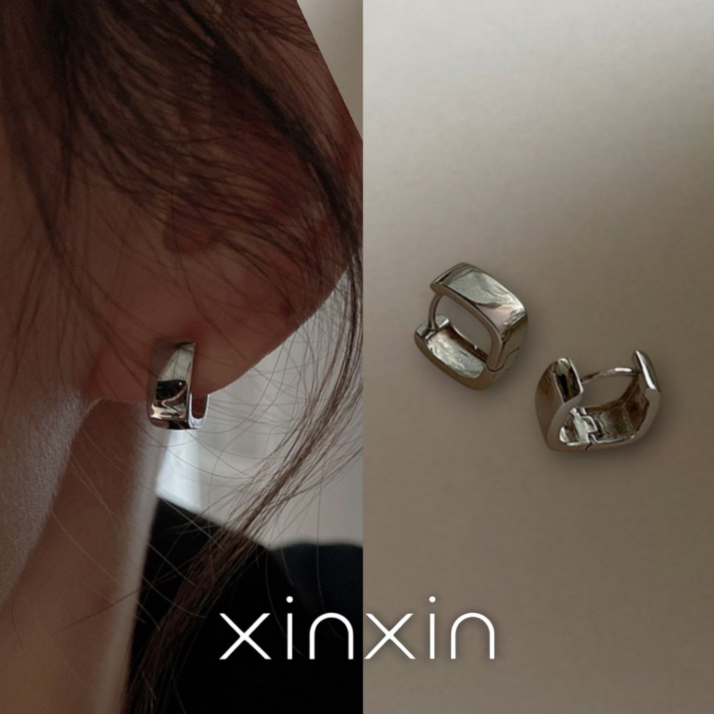 XINXIN พร้อมส่งจากไทย ต่างหูเงินแท้ S925 ต่างหูห่วงเงินสไตล์เกาหลี17 ราคาถูก Shopee Lazada